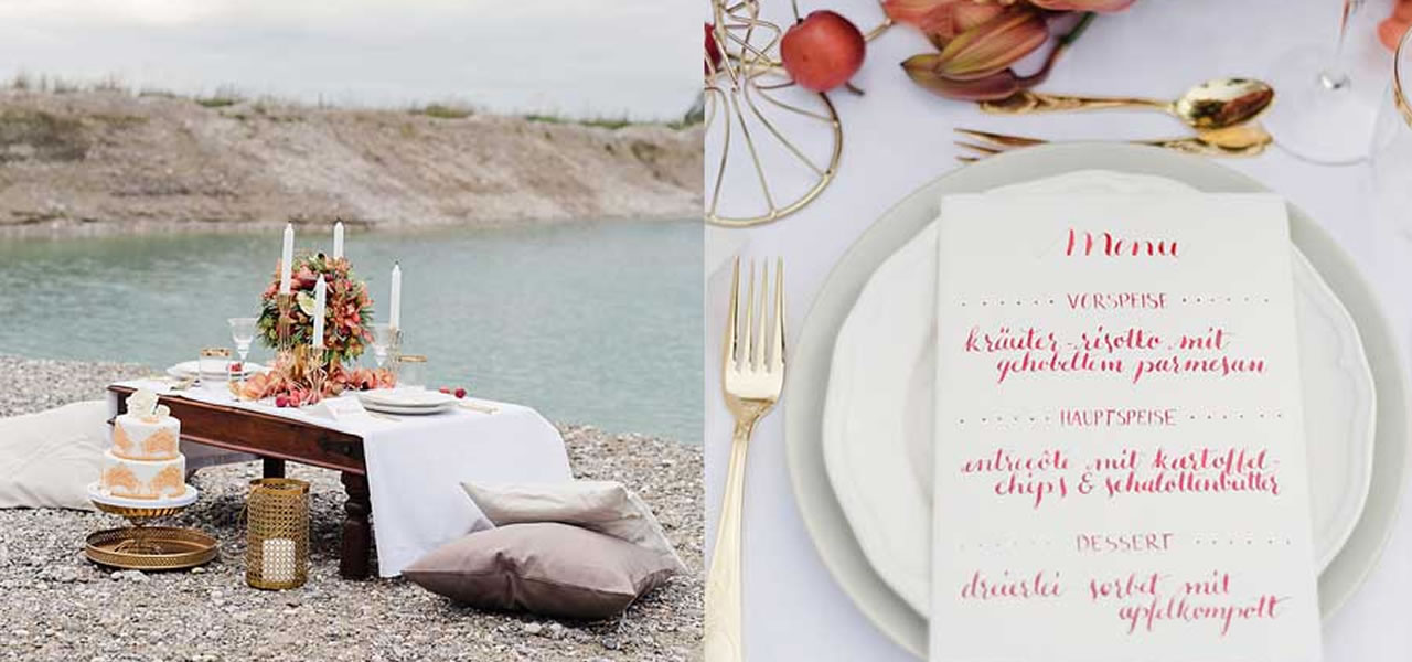 Inspirationsshooting – Am Ufer der Liebe: Herbstliches Hochzeits-Picknick am Wasser